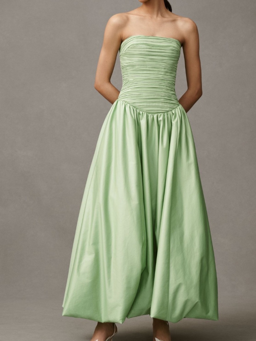 Mare Mare Briana Strapless Drop-Waist Bubble- Hem Midi Dress